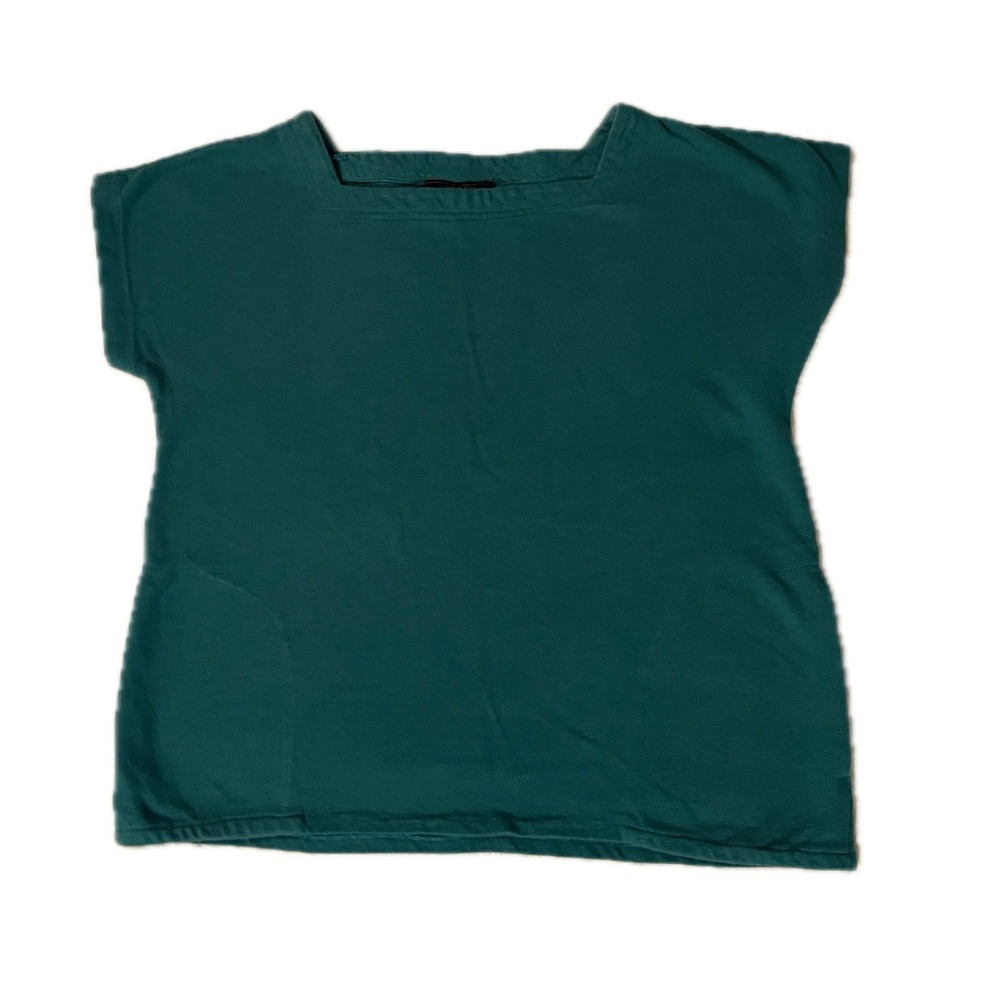 Regatta Sport Vintage Womens Teal Green 100% Cotton Square Neck Top Pockets Sz L